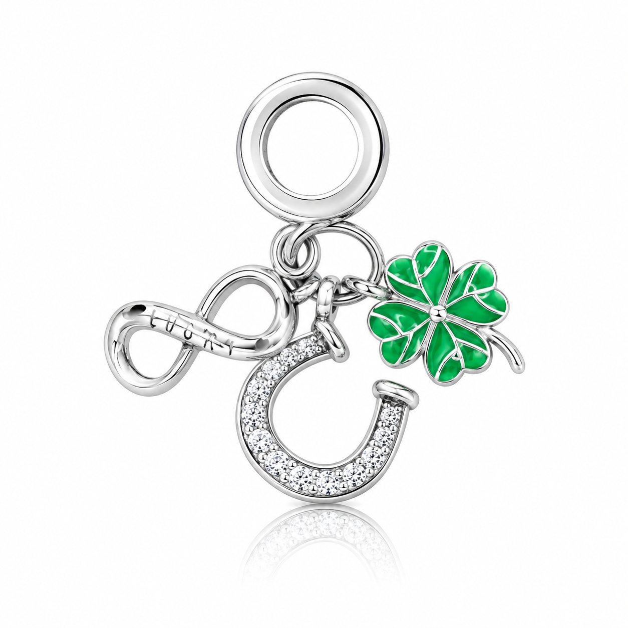 Sterling Silver Good Luck Charm with Gift Box. For Charm Bracelets or Necklaces
