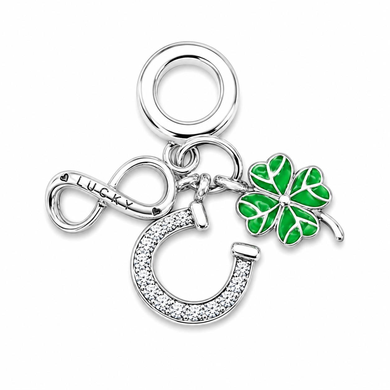 Sterling Silver Good Luck Charm with Gift Box. For Charm Bracelets or Necklaces