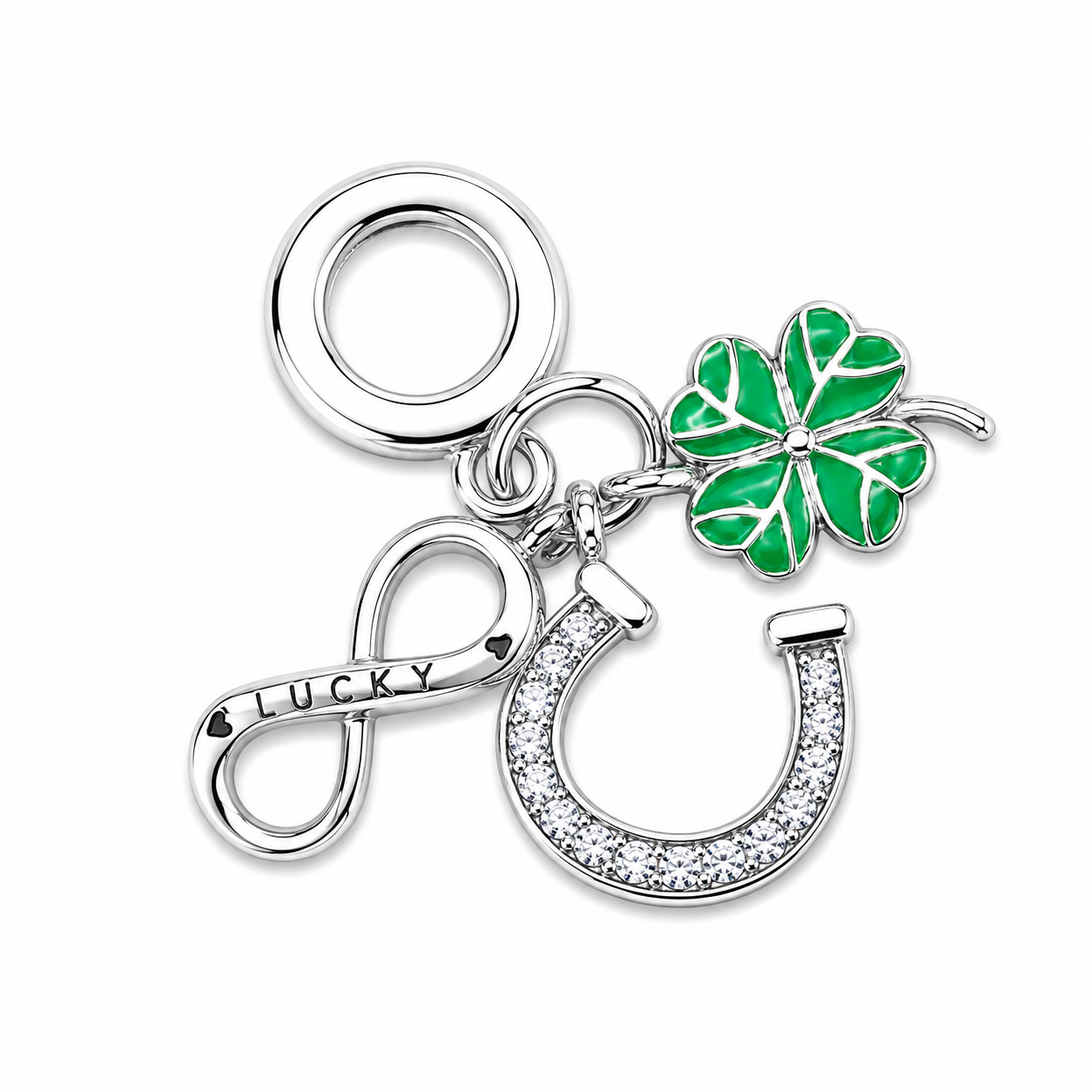 Sterling Silver Good Luck Charm with Gift Box. For Charm Bracelets or Necklaces