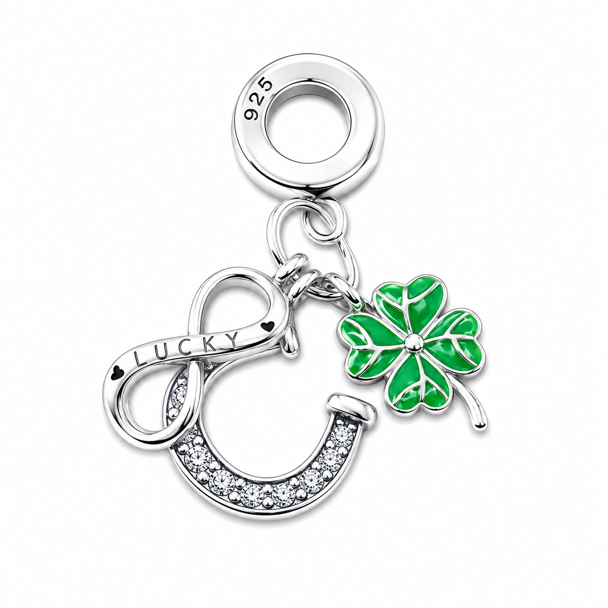 Sterling Silver Good Luck Charm with Gift Box. For Charm Bracelets or Necklaces