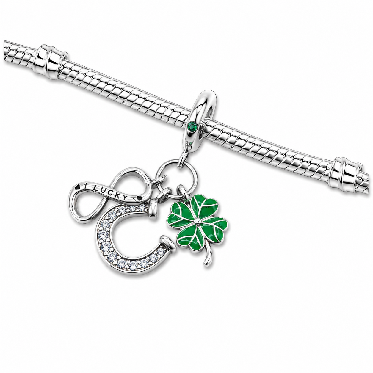 Sterling Silver Good Luck Charm with Gift Box. For Charm Bracelets or Necklaces
