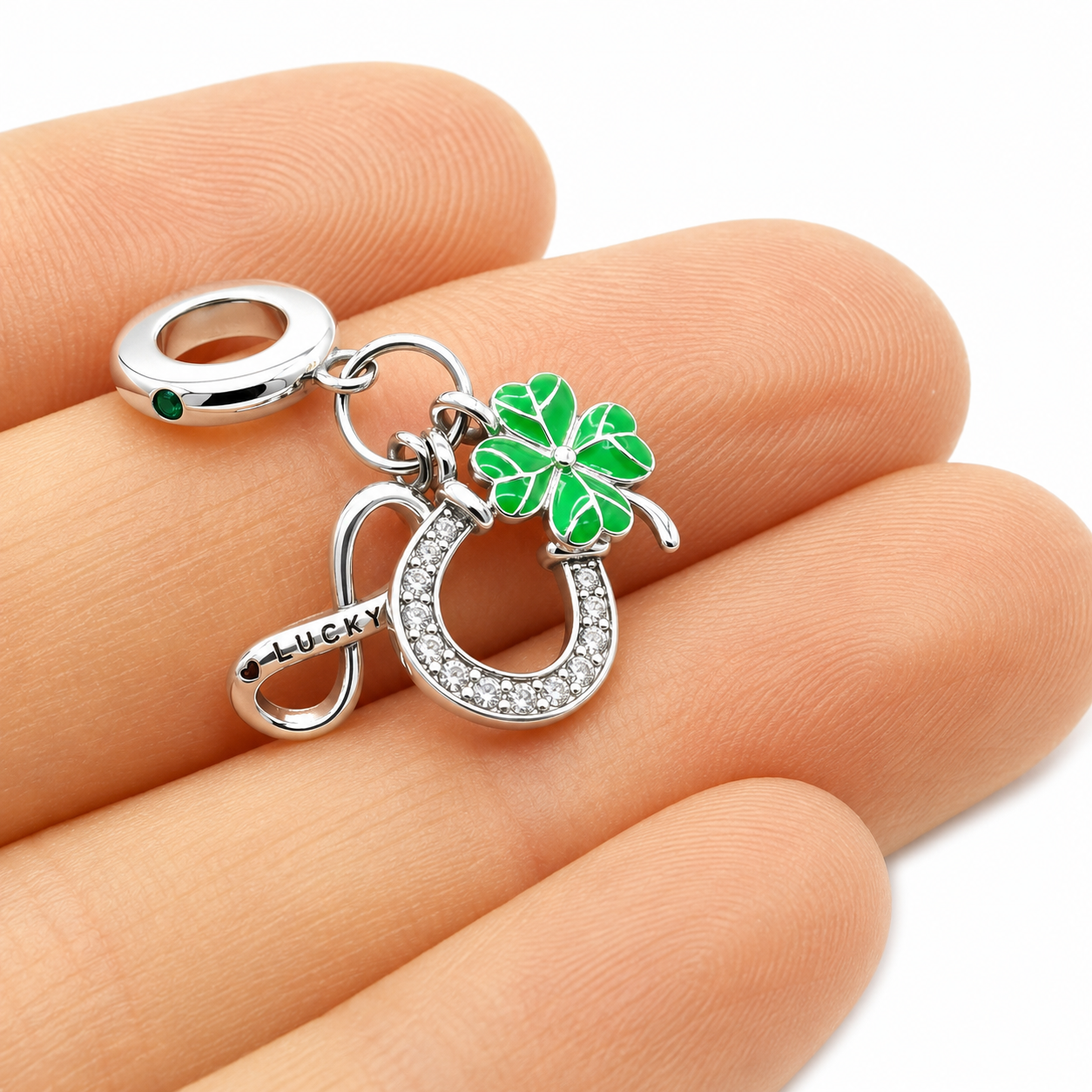 Sterling Silver Good Luck Charm with Gift Box. For Charm Bracelets or Necklaces