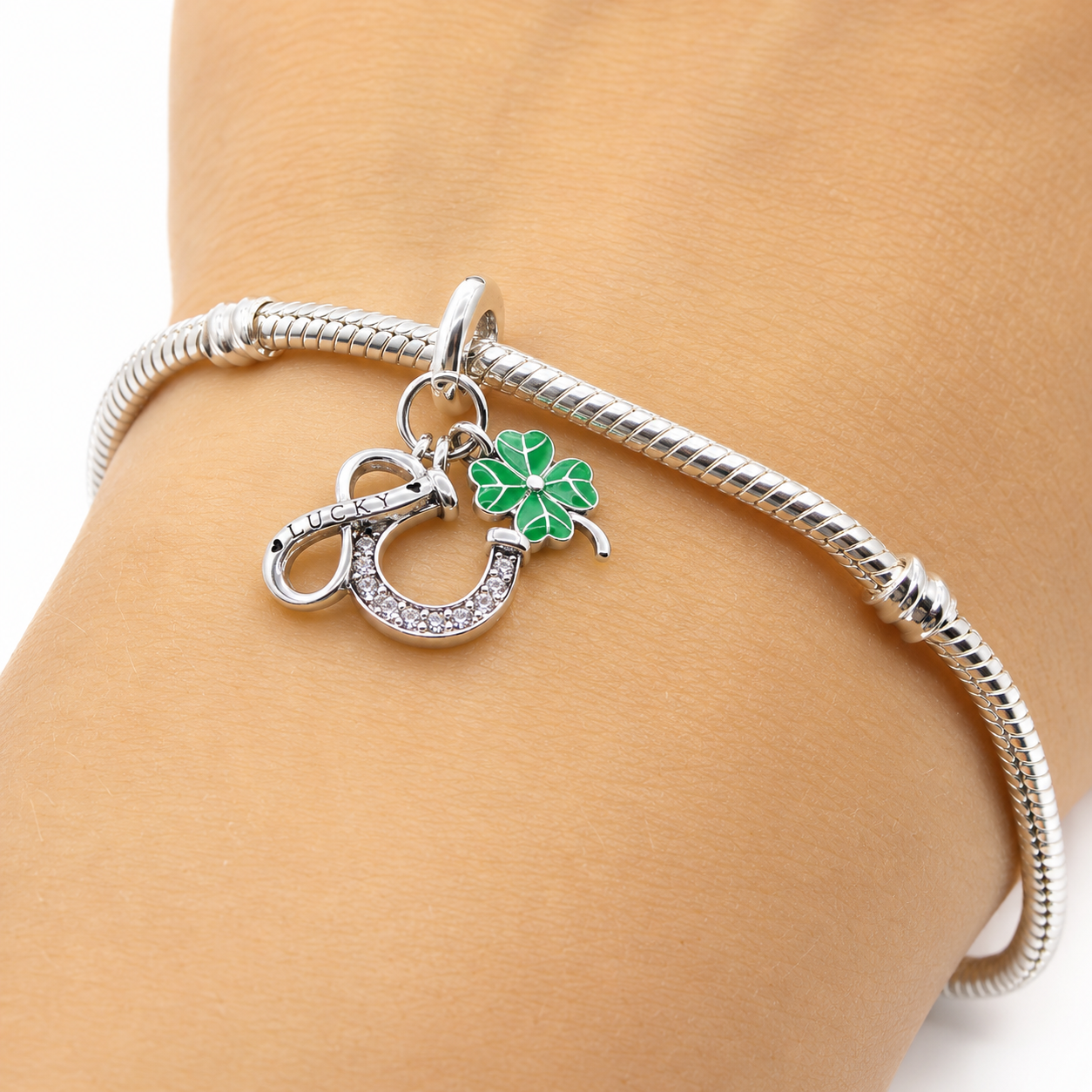 Sterling Silver Good Luck Charm with Gift Box. For Charm Bracelets or Necklaces