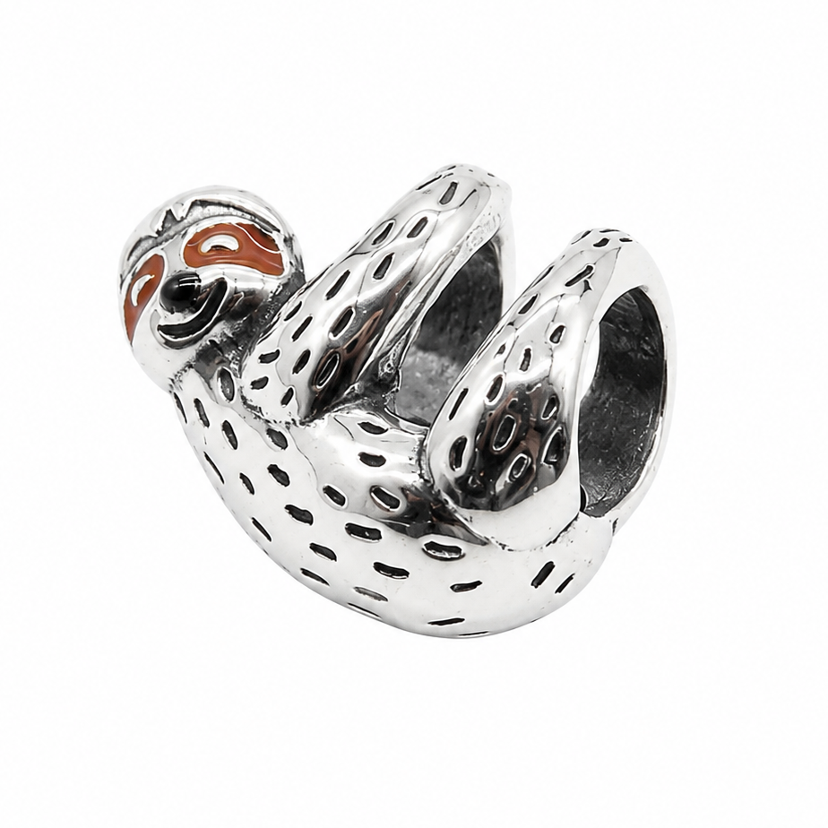 Sterling Silver Hanging Sloth Charm With Gift Box - fits Charm Bracelets
