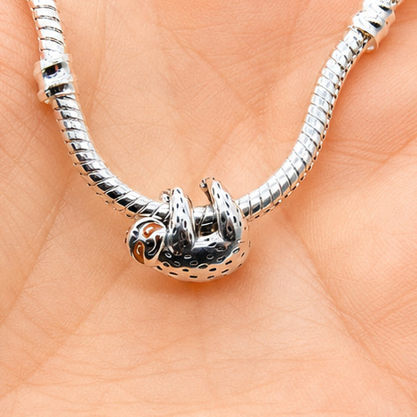 Sterling Silver Hanging Sloth Charm With Gift Box - fits Charm Bracelets