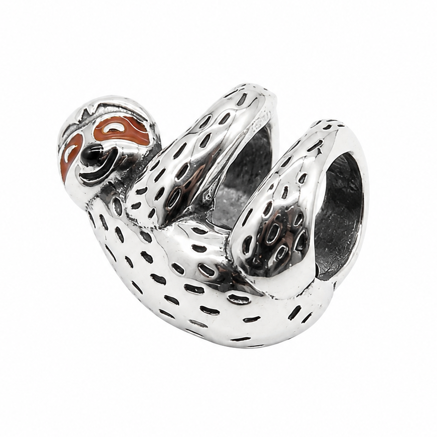 Sterling Silver Hanging Sloth Charm With Gift Box - fits Charm Bracelets