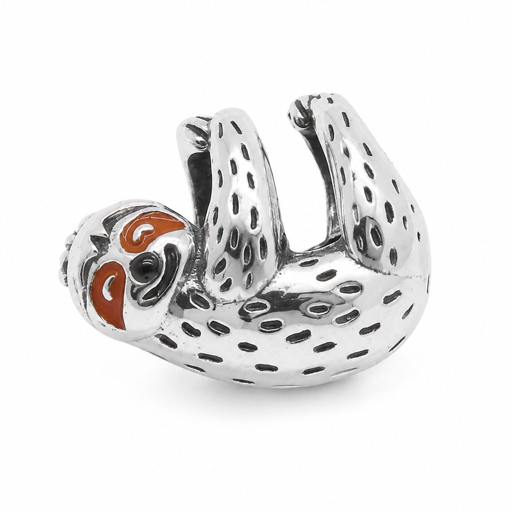 Sterling Silver Hanging Sloth Charm With Gift Box - fits Charm Bracelets
