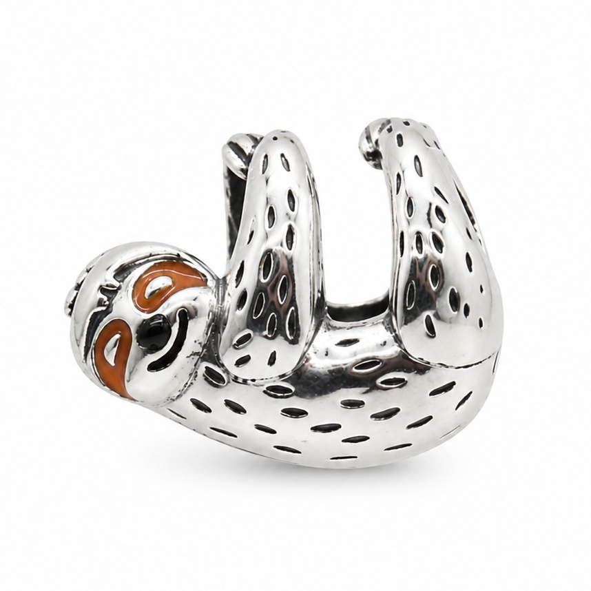 Sterling Silver Hanging Sloth Charm With Gift Box - fits Charm Bracelets