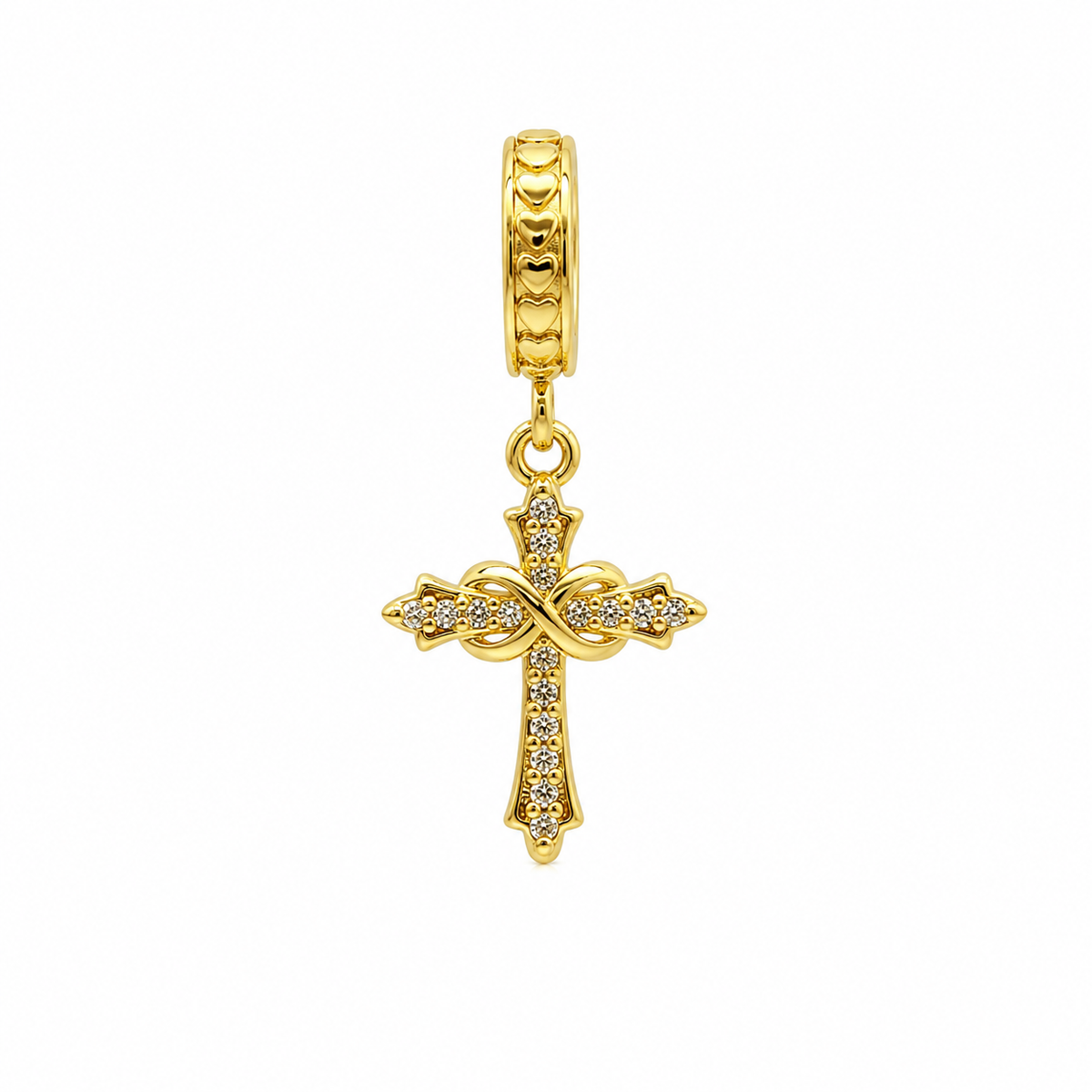 Sterling Silver Infinity Cross Charm With Gift Box - fits Charm Bracelets or a Necklace
