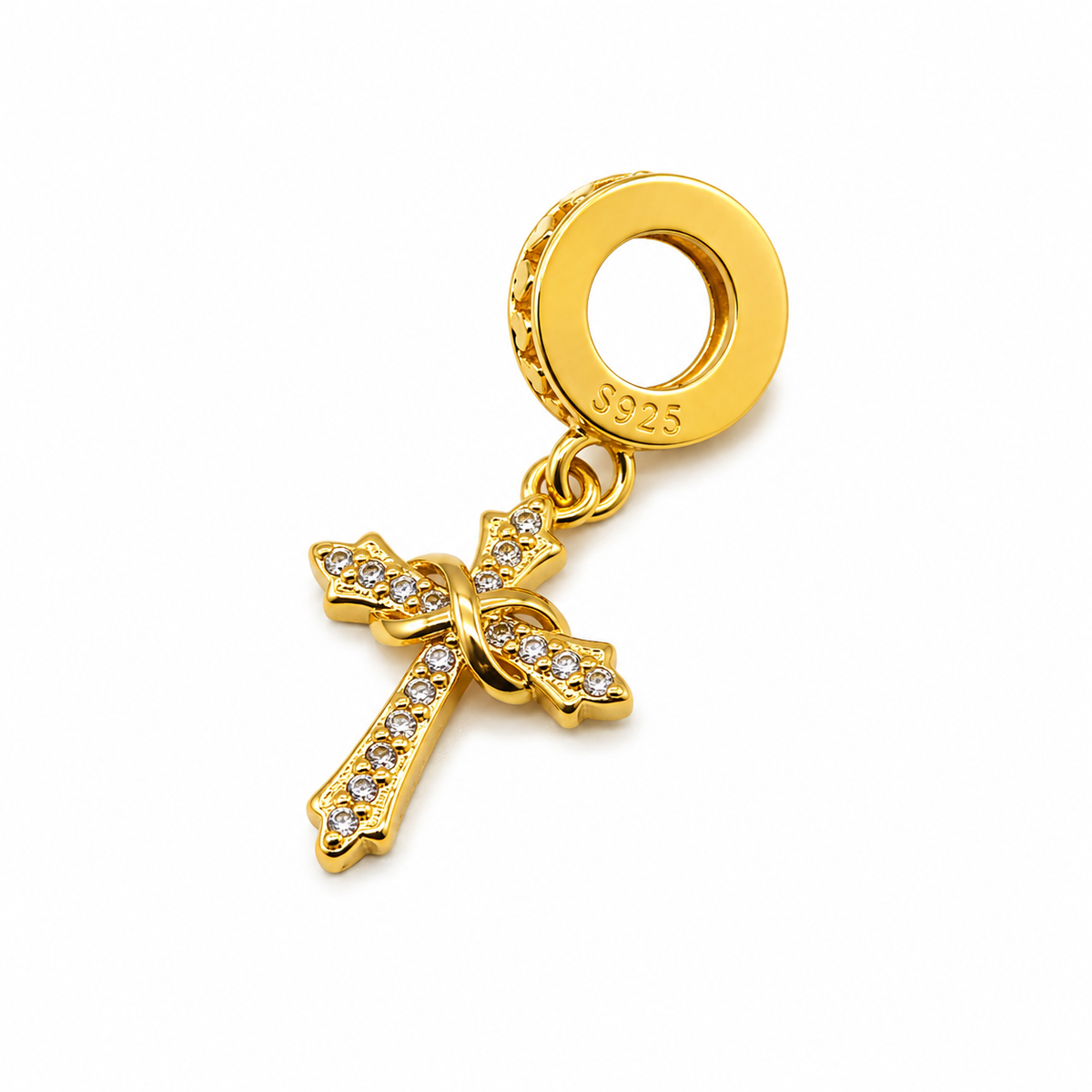 Sterling Silver Infinity Cross Charm With Gift Box - fits Charm Bracelets or a Necklace