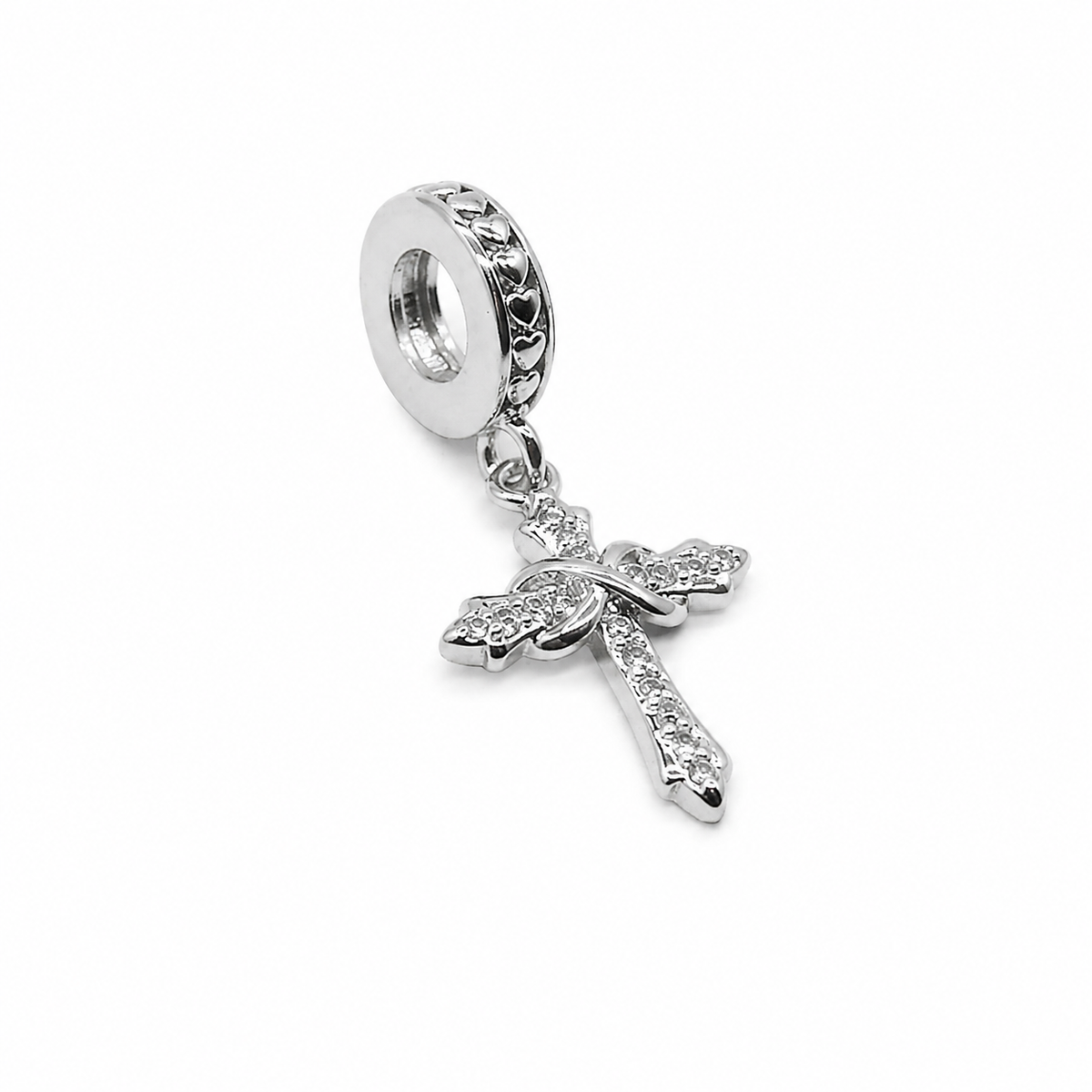 Sterling Silver Infinity Cross Charm With Gift Box - fits Charm Bracelets or a Necklace
