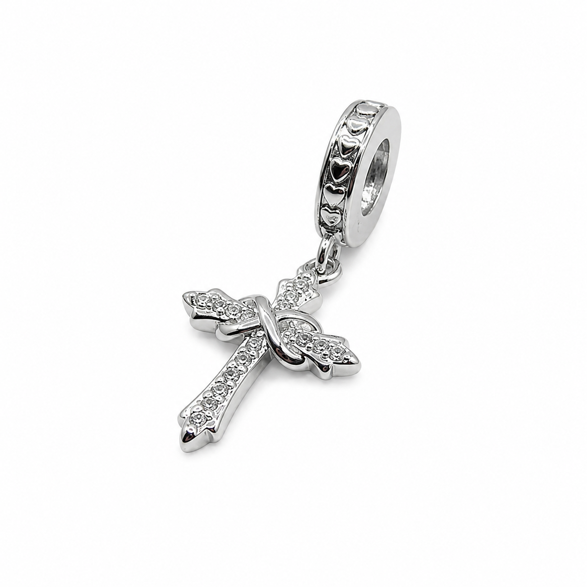 Sterling Silver Infinity Cross Charm With Gift Box - fits Charm Bracelets or a Necklace
