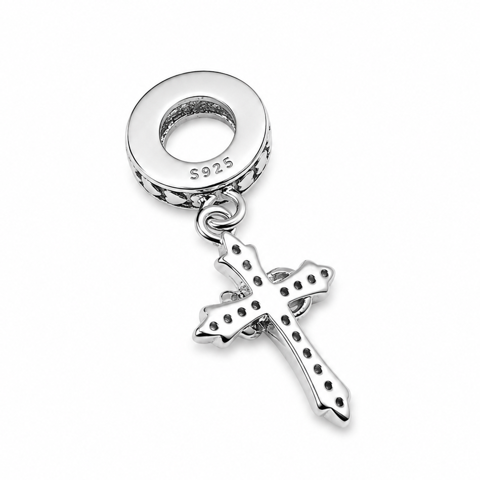 Sterling Silver Infinity Cross Charm With Gift Box - fits Charm Bracelets or a Necklace