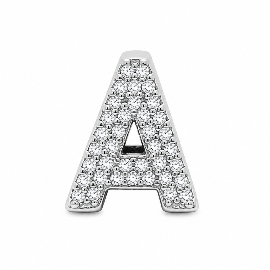 Letter A Sterling Silver Bead Charm - Fits Charm Bracelets and Necklaces.