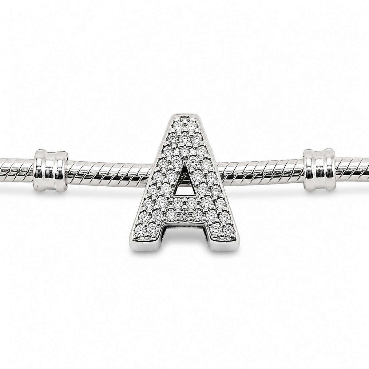Letter A Sterling Silver Bead Charm - Fits Charm Bracelets and Necklaces.