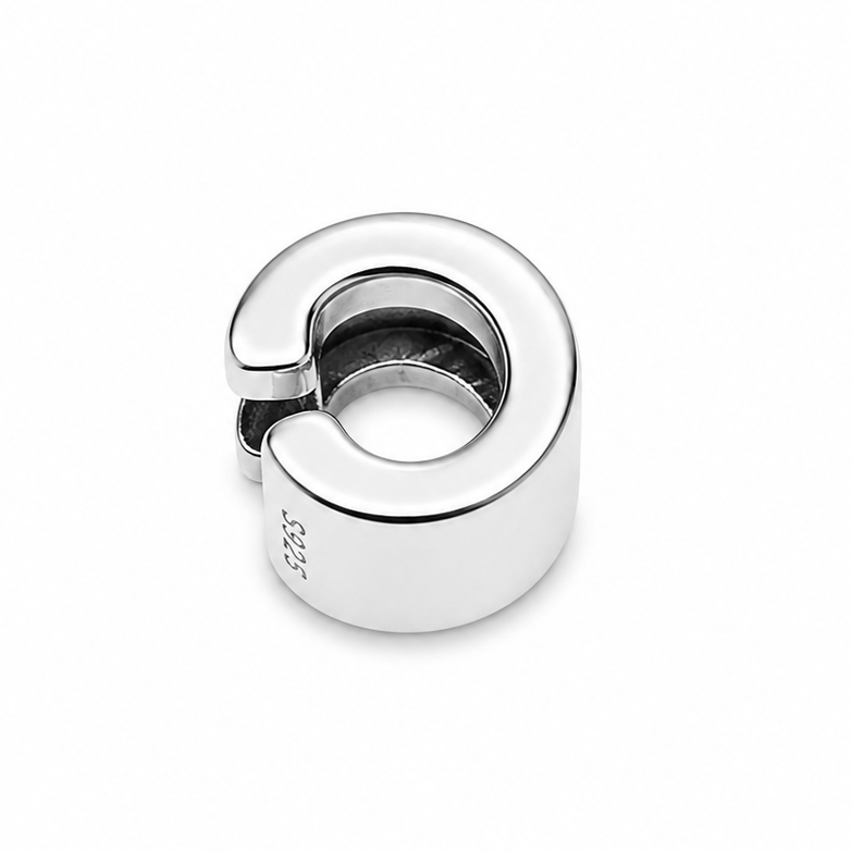 Letter C Sterling Silver Bead Charm - Fits Charm Bracelets and Necklaces.