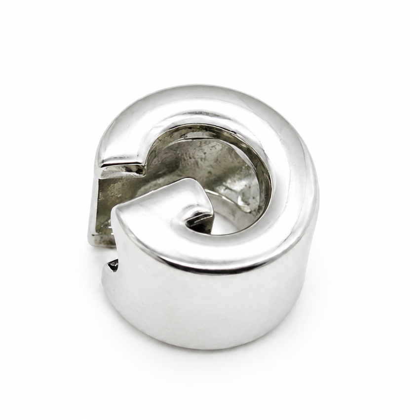 Letter G Sterling Silver Bead Charm - Fits Charm Bracelets and Necklaces.