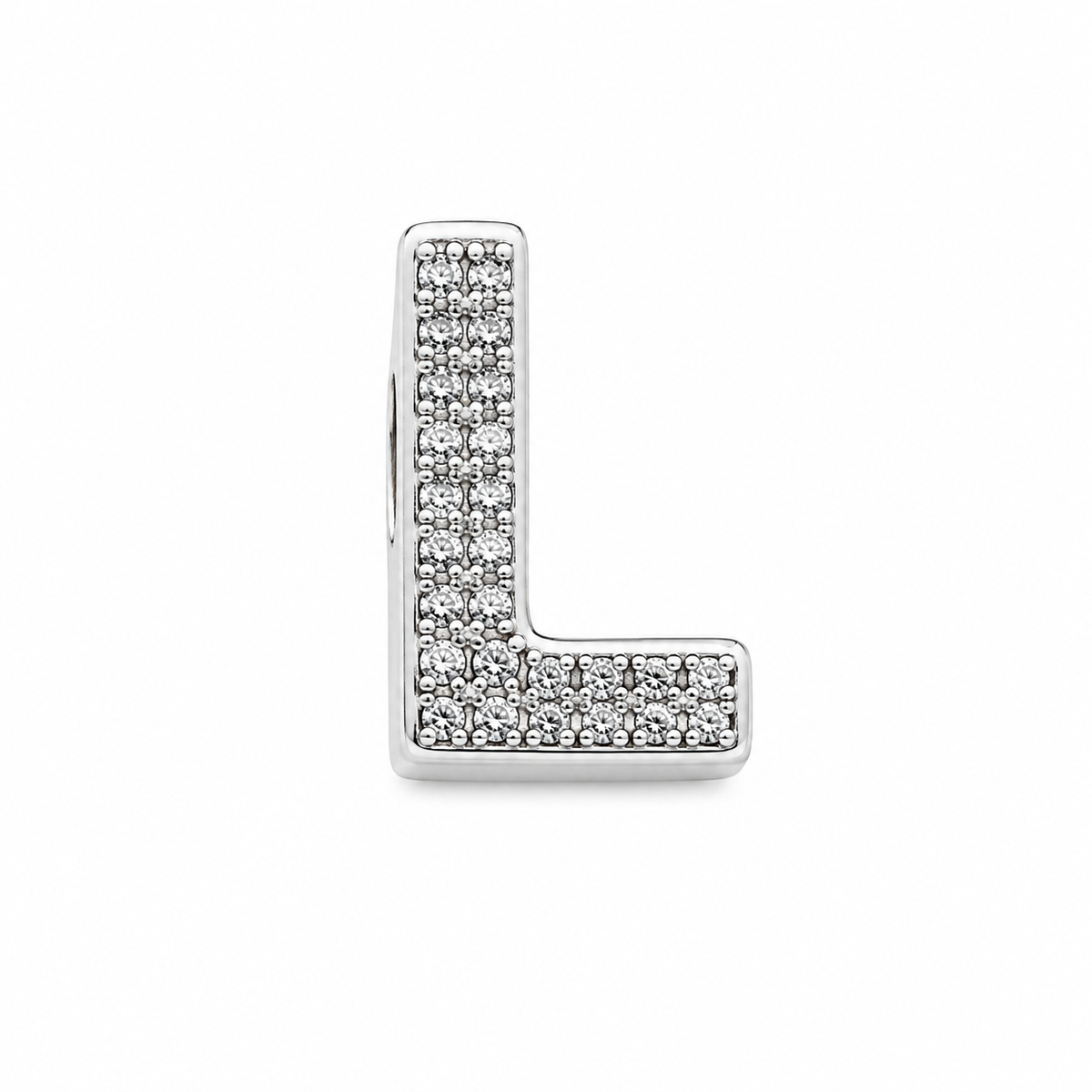 Letter L Sterling Silver Bead Charm - Fits Charm Bracelets and Necklaces.