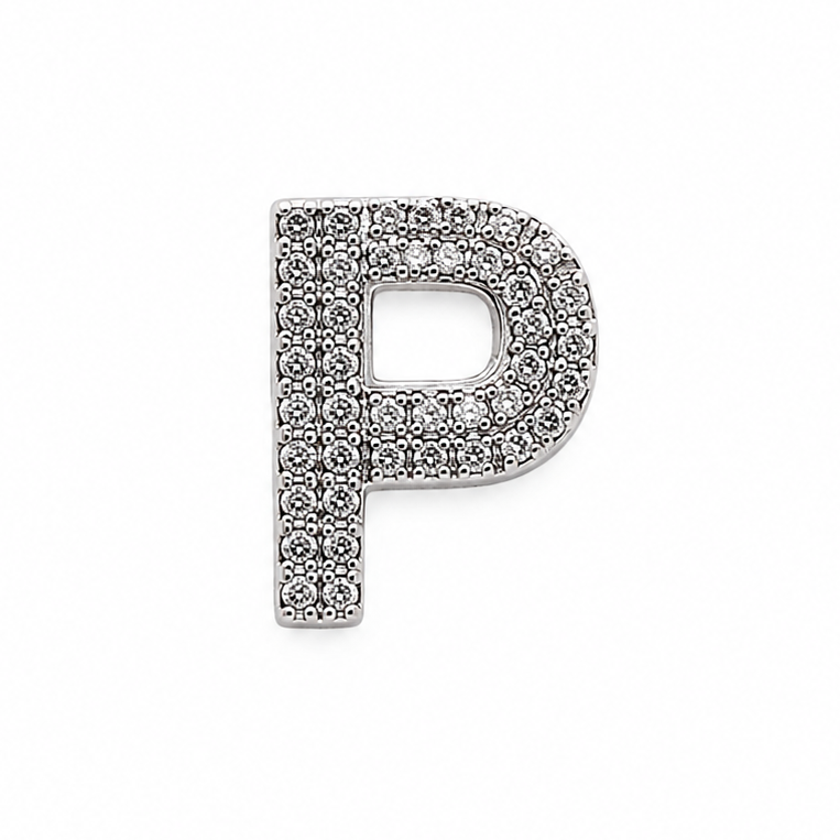 Letter P Sterling Silver Bead Charm - Fits Charm Bracelets and Necklaces.