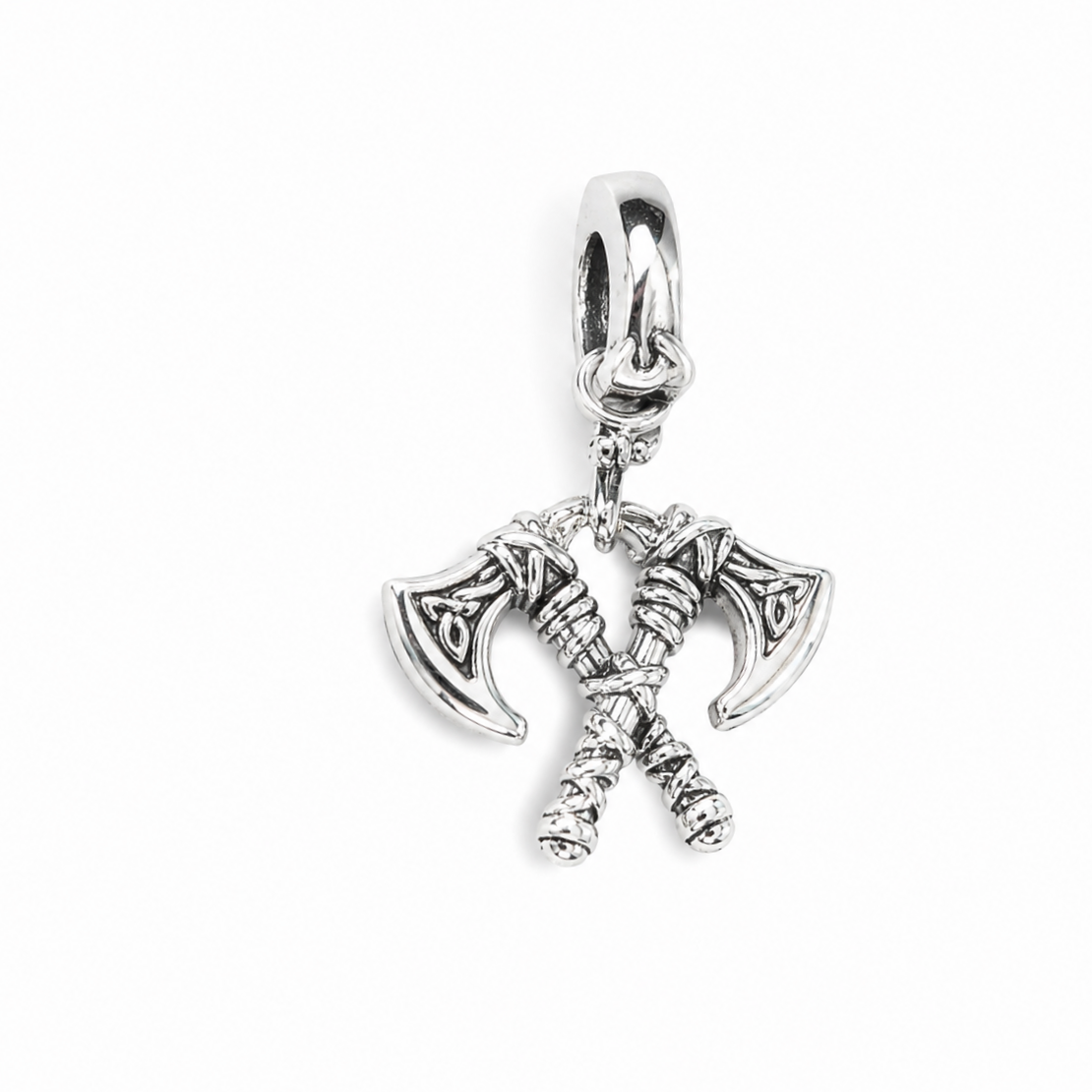 Sterling Silver Viking Axes Charm with Gift Box. Norse Warrior Double Axe for Charm Bracelets or Necklaces