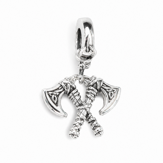 Sterling Silver Viking Axes Charm with Gift Box. Norse Warrior Double Axe for Charm Bracelets or Necklaces