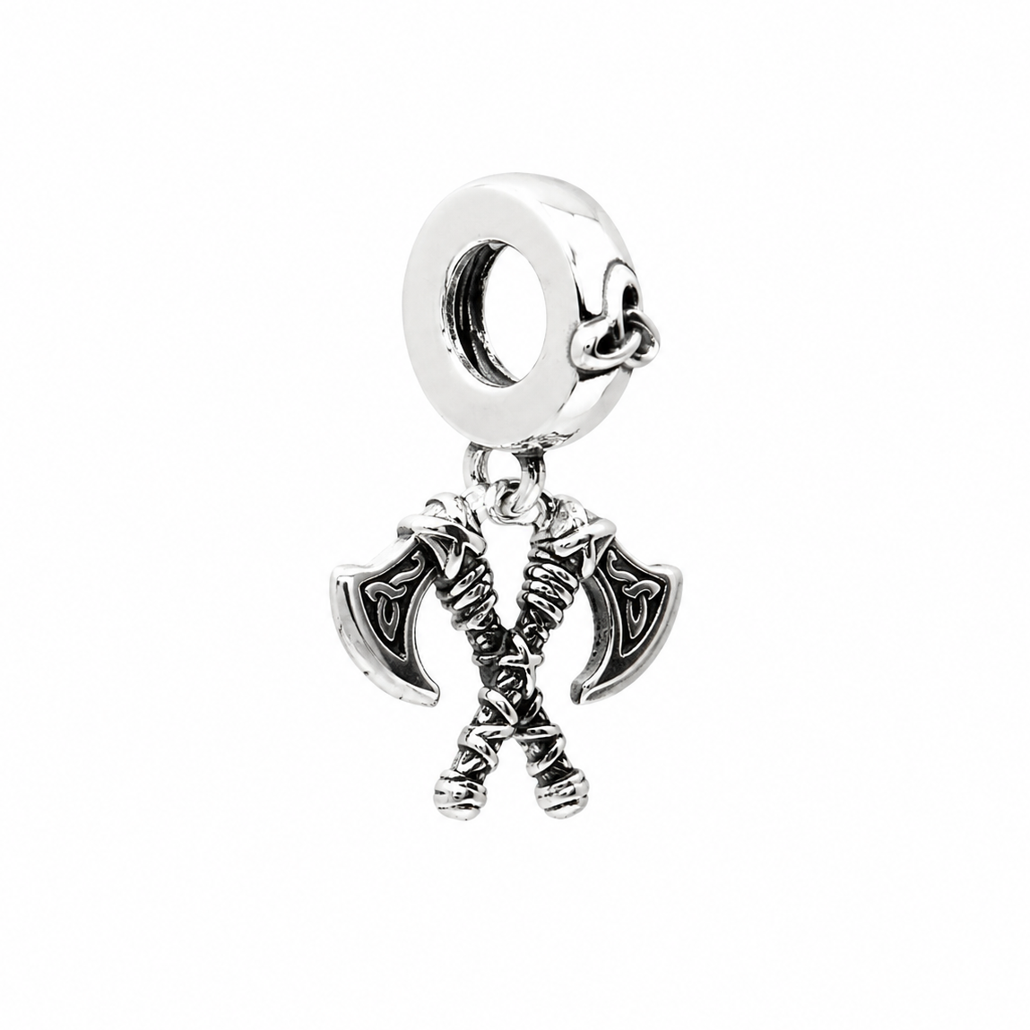 Sterling Silver Viking Axes Charm with Gift Box. Norse Warrior Double Axe for Charm Bracelets or Necklaces