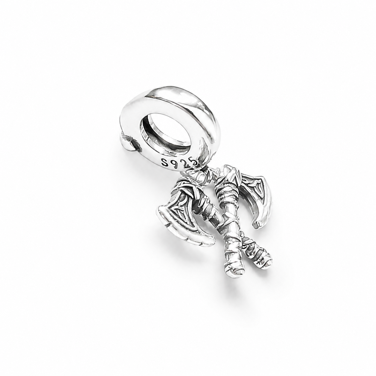 Sterling Silver Viking Axes Charm with Gift Box. Norse Warrior Double Axe for Charm Bracelets or Necklaces