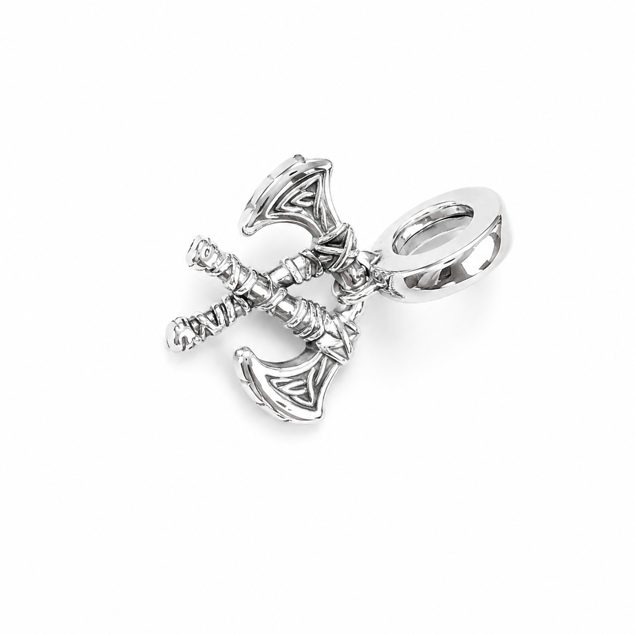 Sterling Silver Viking Axes Charm with Gift Box. Norse Warrior Double Axe for Charm Bracelets or Necklaces