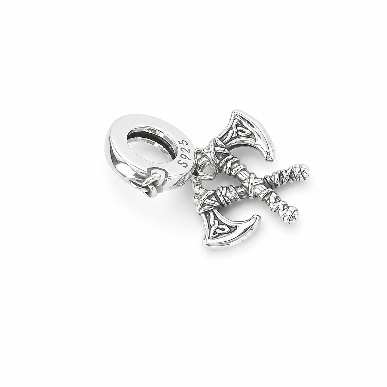 Sterling Silver Viking Axes Charm with Gift Box. Norse Warrior Double Axe for Charm Bracelets or Necklaces