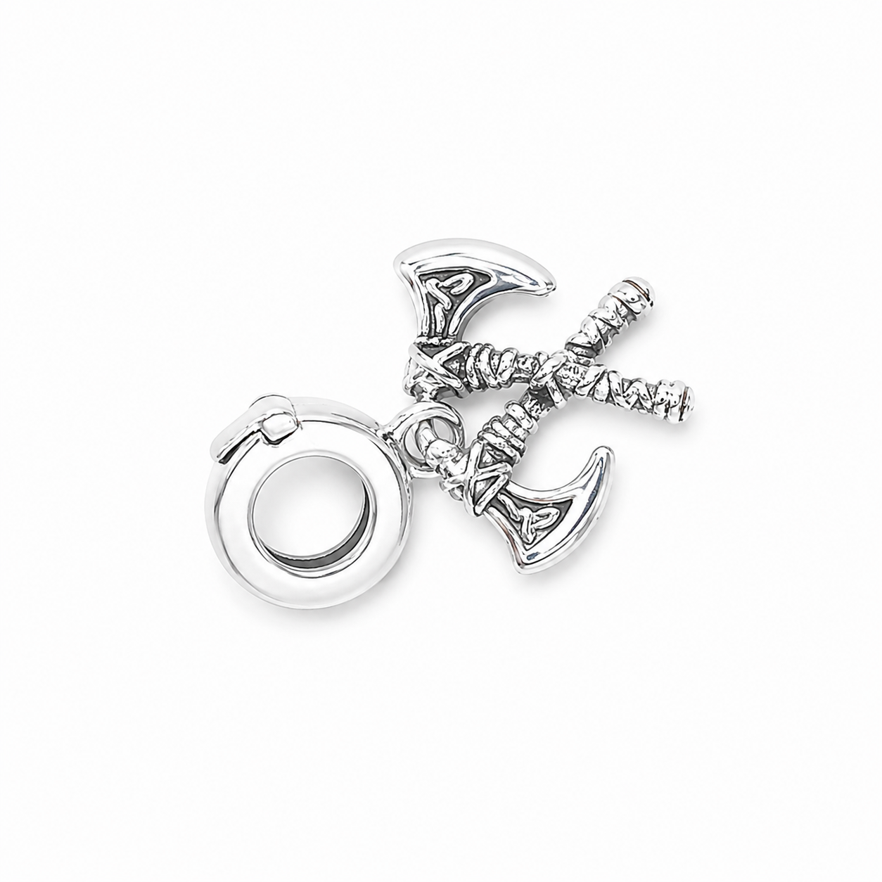 Sterling Silver Viking Axes Charm with Gift Box. Norse Warrior Double Axe for Charm Bracelets or Necklaces