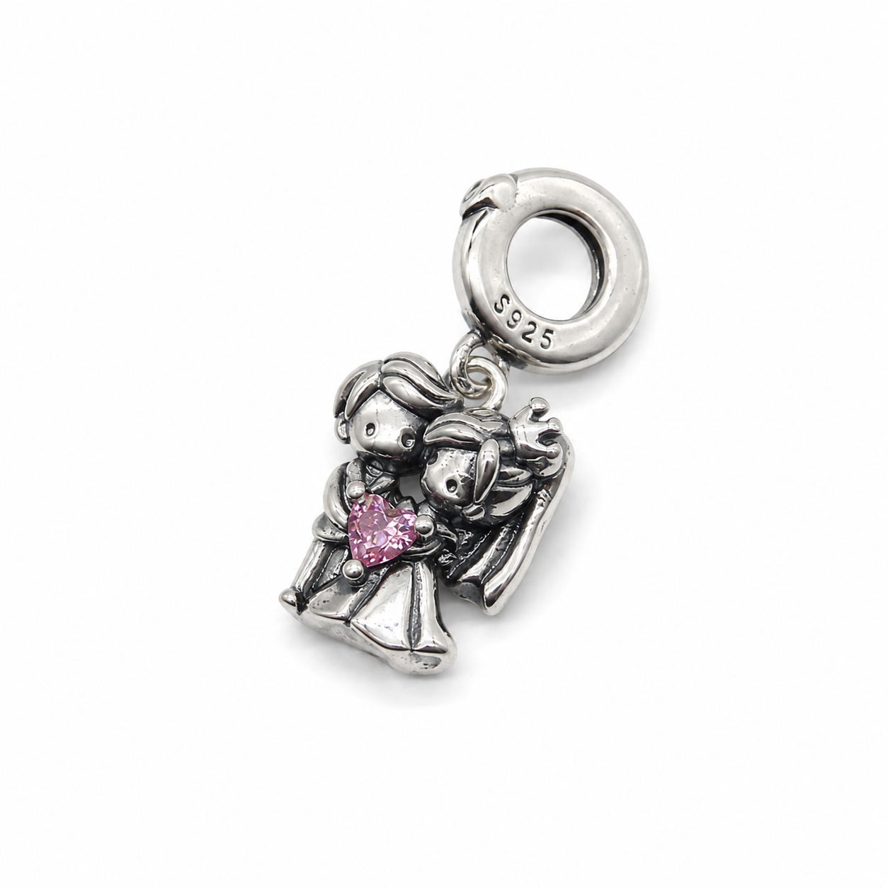 Sterling Silver Wedding Couple Dangle Charm - With Gift Box and Bag