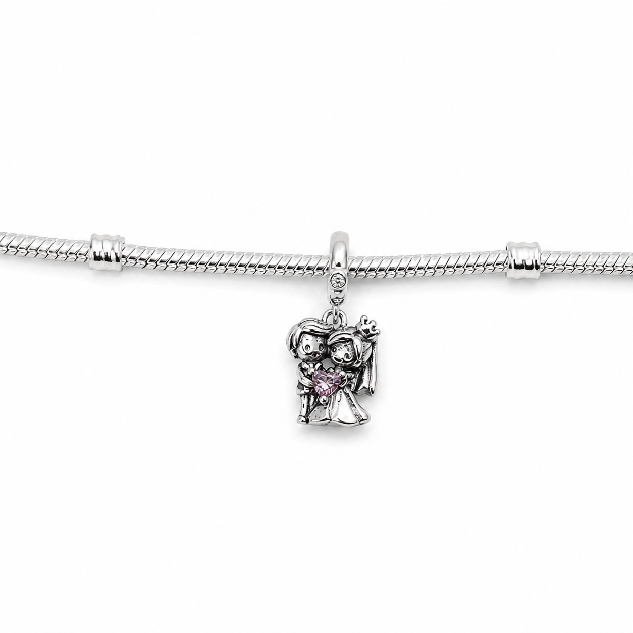 Sterling Silver Wedding Couple Dangle Charm - With Gift Box and Bag