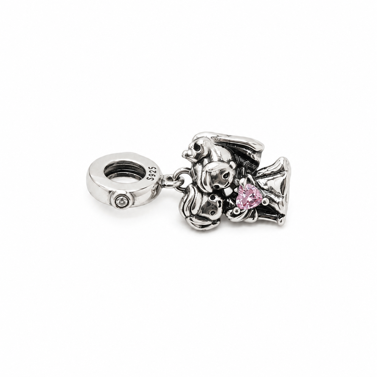 Sterling Silver Wedding Couple Dangle Charm - With Gift Box and Bag