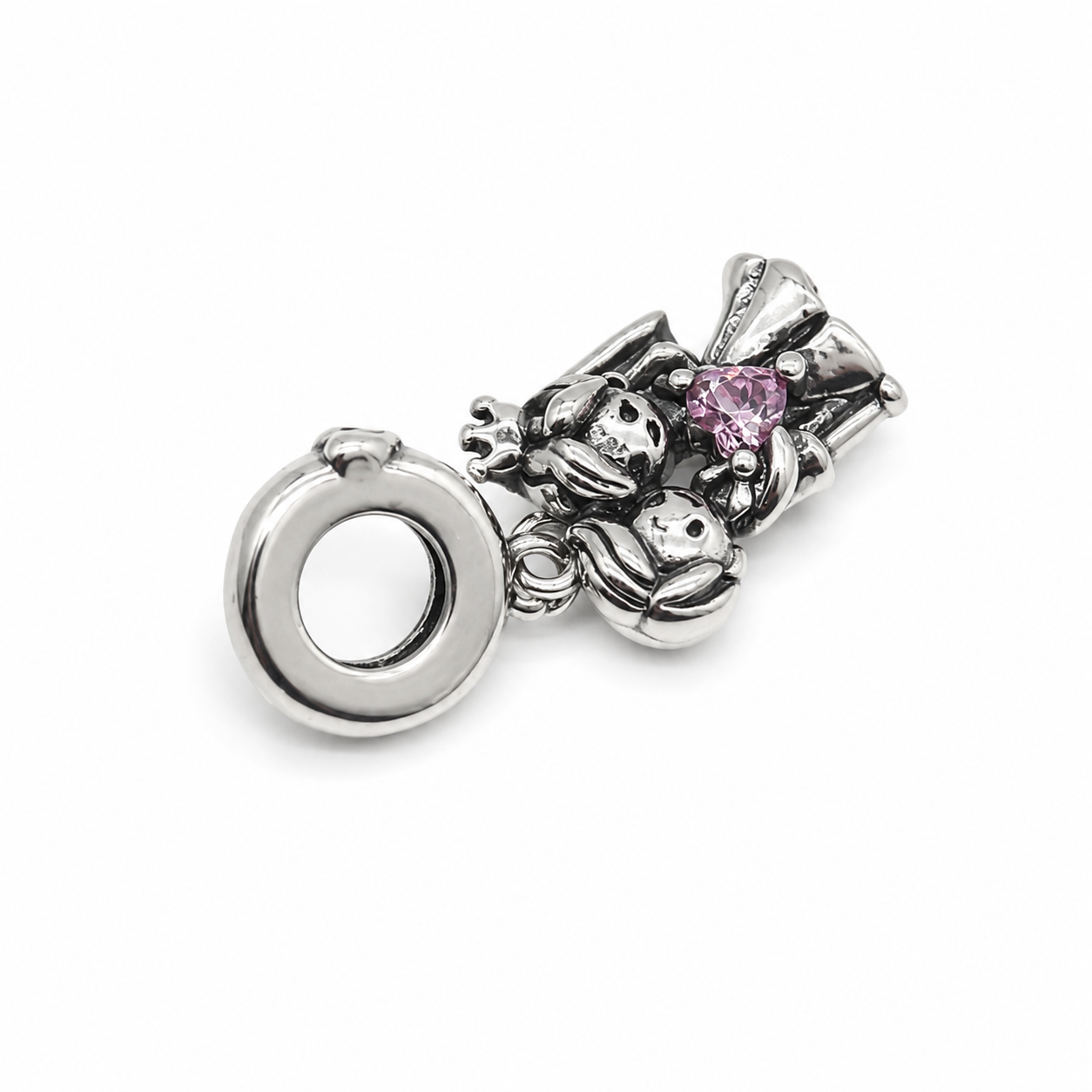 Sterling Silver Wedding Couple Dangle Charm - With Gift Box and Bag
