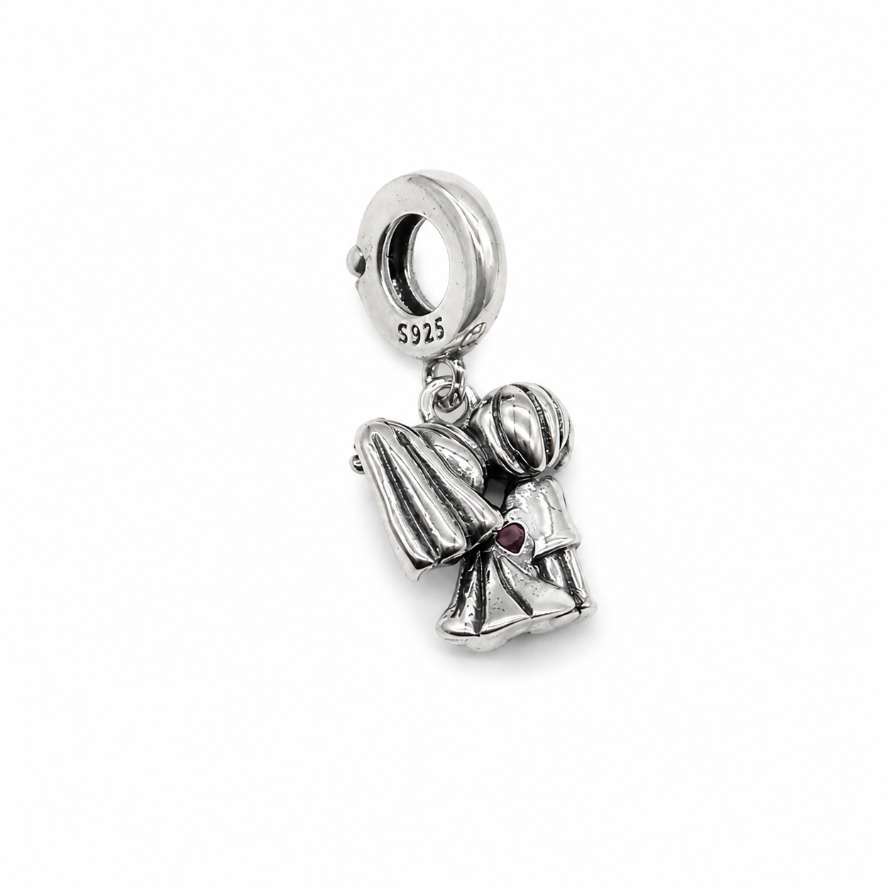 Sterling Silver Wedding Couple Dangle Charm - With Gift Box and Bag