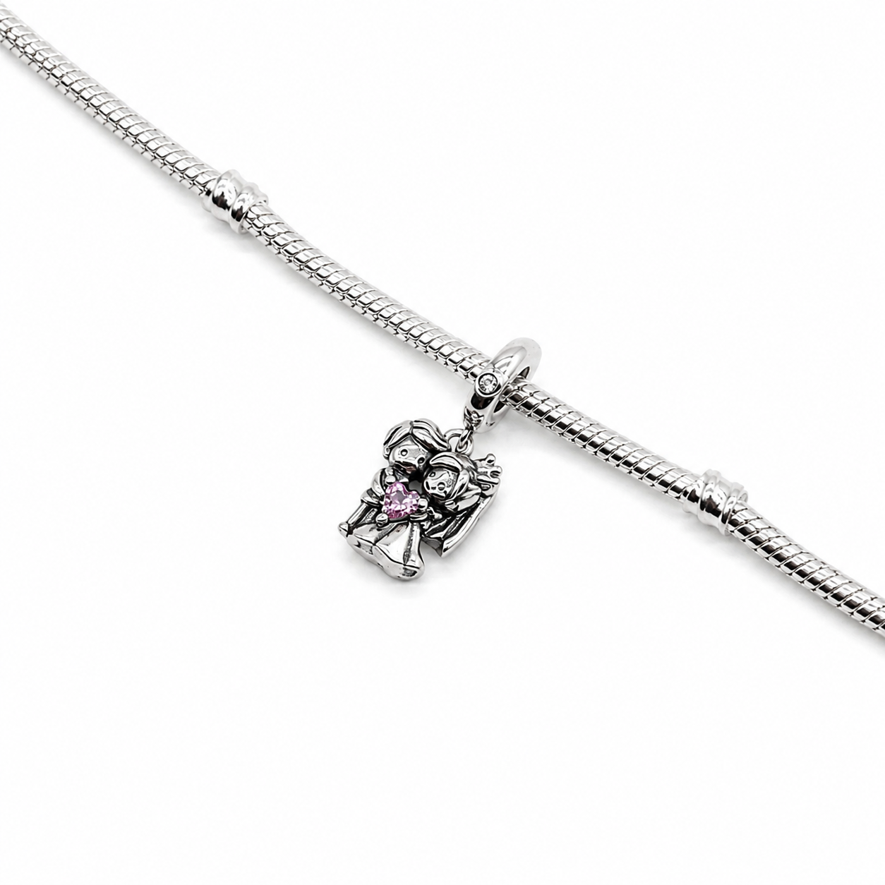 Sterling Silver Wedding Couple Dangle Charm - With Gift Box and Bag