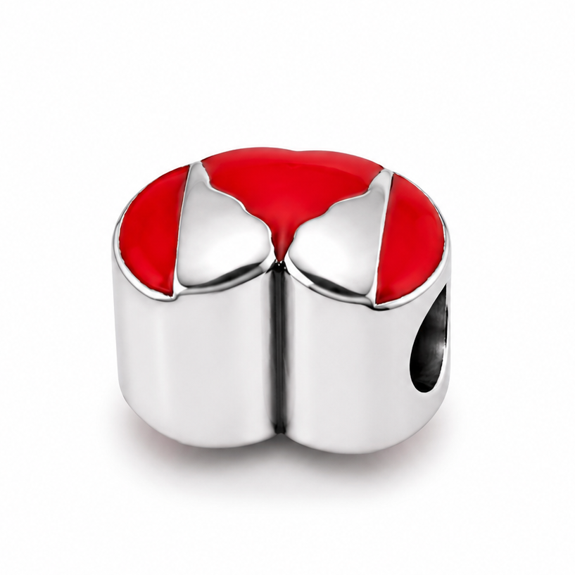 Sterling Silver Heart-Shaped Canada Charm – Canadian Flag – Gift Box Included