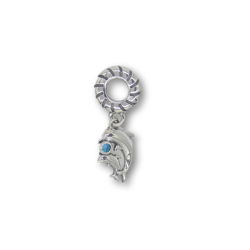 Dolphin Bead Charm Sterling Silver 925 With Gift Box - fits Charm Bracelets and Necklaces