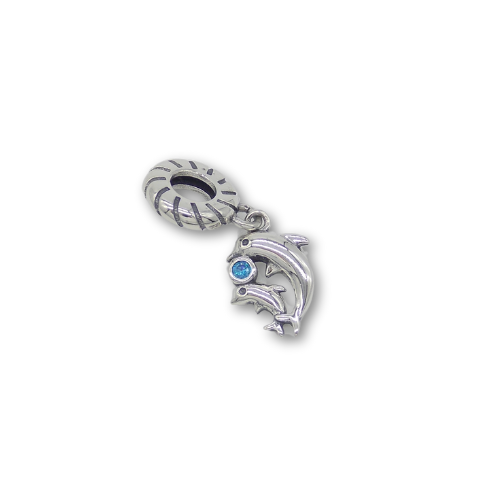 Dolphin Bead Charm Sterling Silver 925 With Gift Box - fits Charm Bracelets and Necklaces