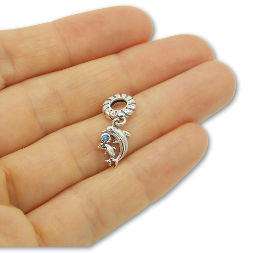 Dolphin Bead Charm Sterling Silver 925 With Gift Box - fits Charm Bracelets and Necklaces