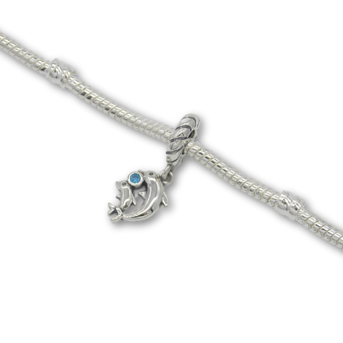 Dolphin Bead Charm Sterling Silver 925 With Gift Box - fits Charm Bracelets and Necklaces