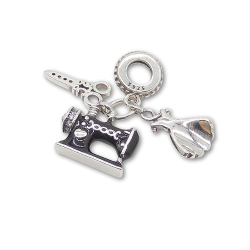 Sterling Silver Dressmaking Sewing Charm with Gift Box. For Bracelets or Necklaces