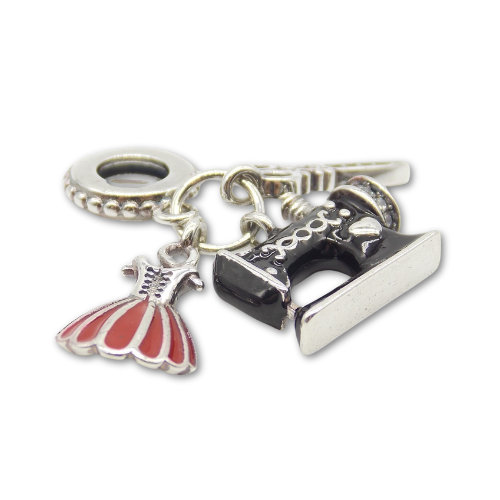 Sterling Silver Dressmaking Sewing Charm with Gift Box. For Bracelets or Necklaces