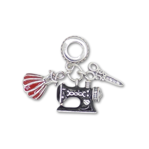 Sterling Silver Dressmaking Sewing Charm with Gift Box. For Bracelets or Necklaces