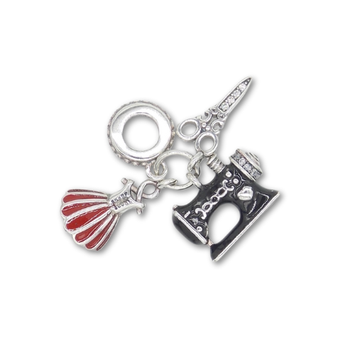 Sterling Silver Dressmaking Sewing Charm with Gift Box. For Bracelets or Necklaces