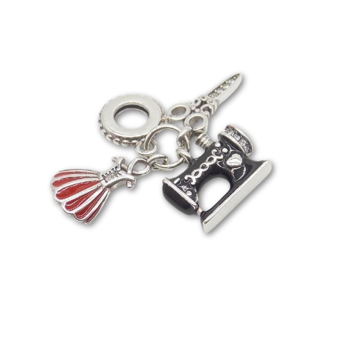 Sterling Silver Dressmaking Sewing Charm with Gift Box. For Bracelets or Necklaces