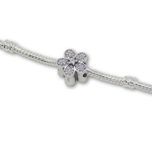 Flower Bead Charm Sterling Silver 925 With Gift Box - fits Charm Bracelets and Necklaces
