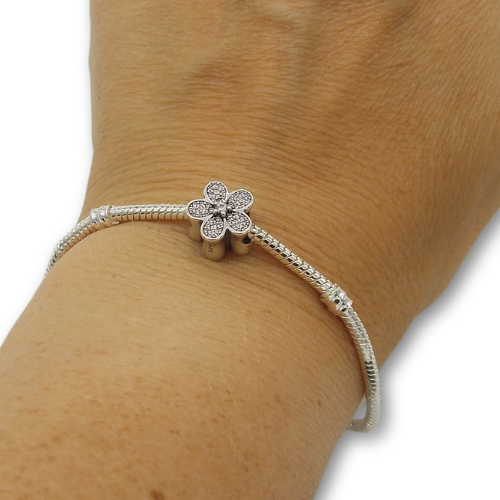 Flower Bead Charm Sterling Silver 925 With Gift Box - fits Charm Bracelets and Necklaces