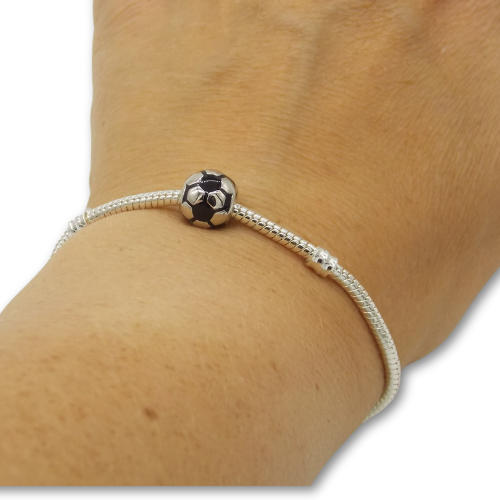 Sterling Silver Football Charm with Gift Box - For Bracelets or Necklaces