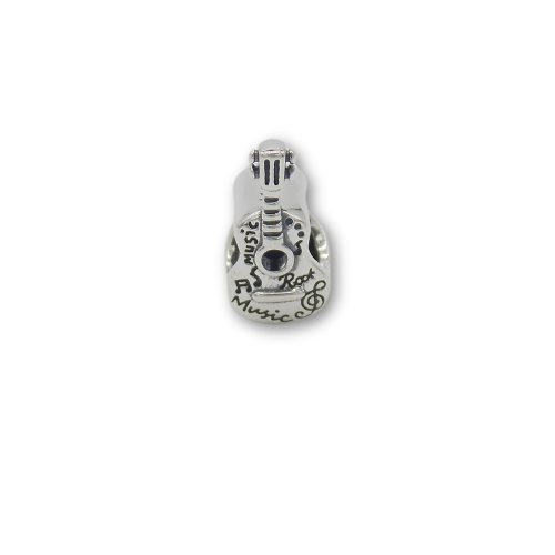 Sterling Silver Guitar Bead Charm With Gift Box - fits Charm Bracelets